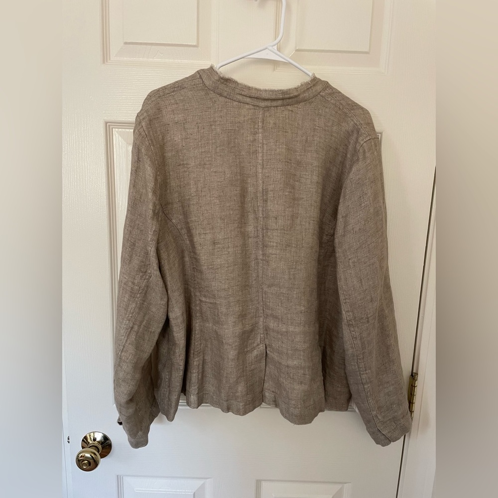 Eileen Fisher Linen Lightweight Blazer Jacket Neutral Beige Tan Lagenlook XL - Picture 3 of 5